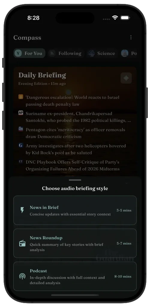 Choosing an audio briefing style: News in Brief, News Roundup, or Podcast
